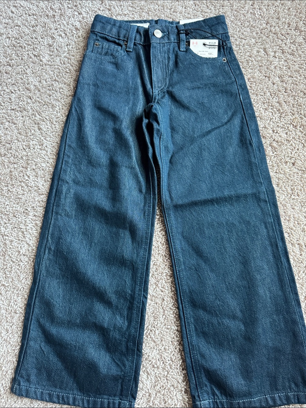 Zara Kids Mid Rise Wide-Leg Jeans in Dark Blue